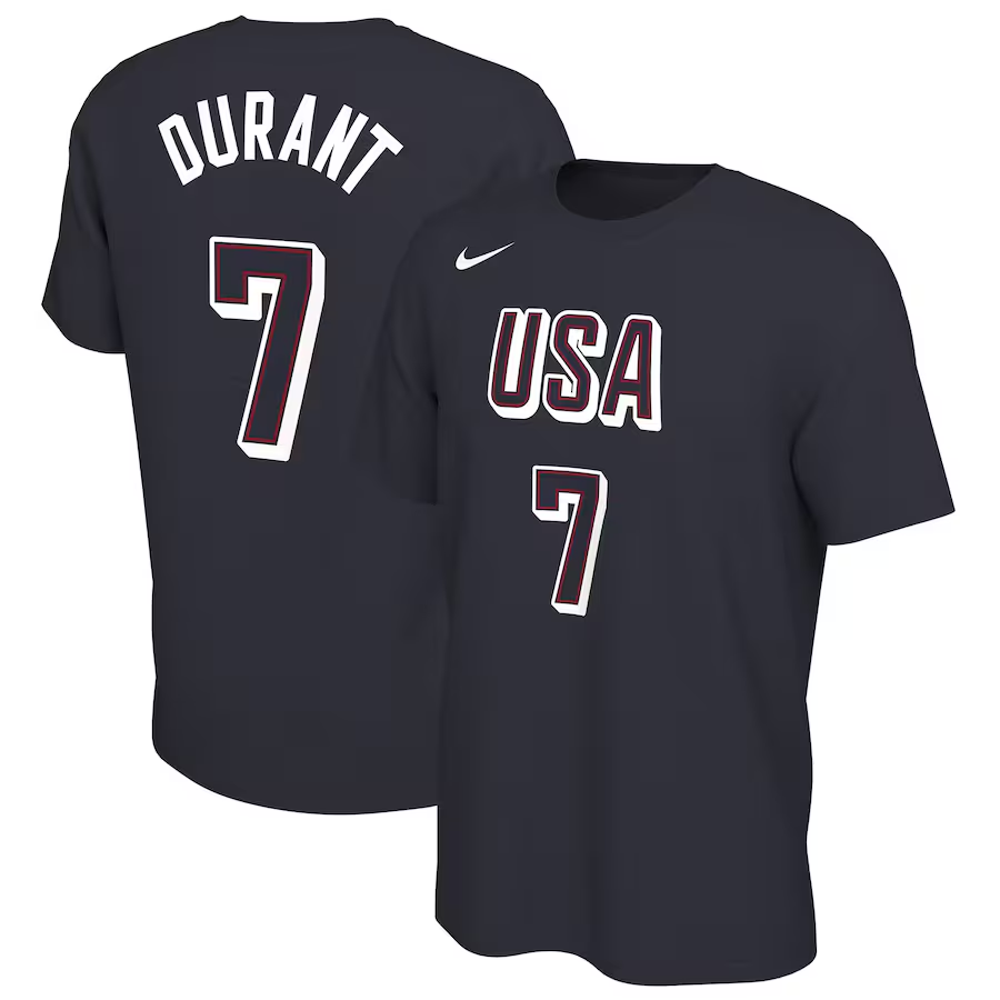 Men 2024 Paris Olympics USA basketball #7 Durant black T shirts->nfl t-shirts->Sports Accessory